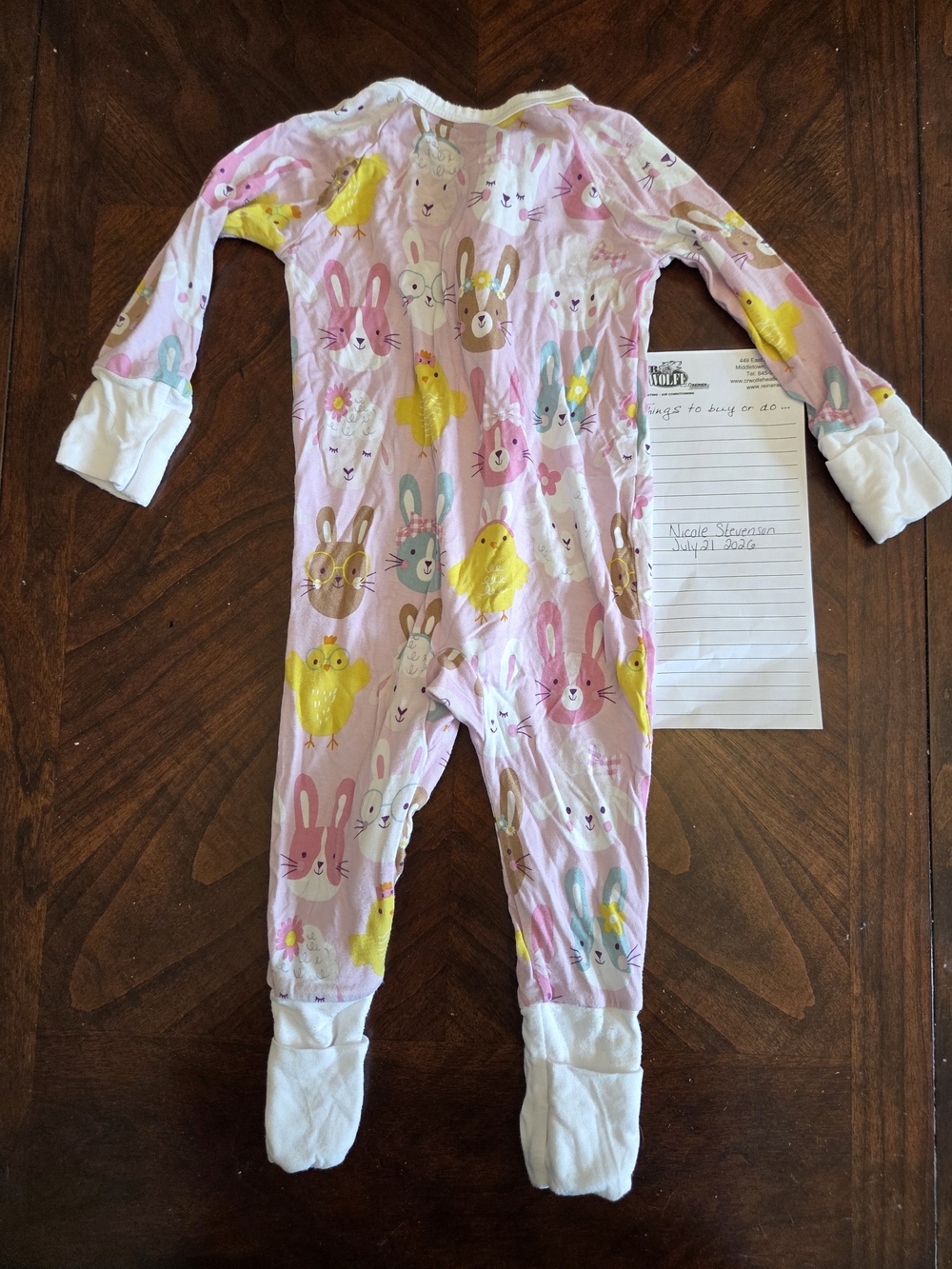 Little Sleepies Pink Easter Bunny & Chick Zippy 0-3 Months - Picture 2 of 2